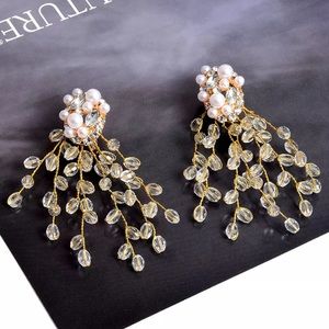 Pearl and Rhinestone beaded branches Earrings